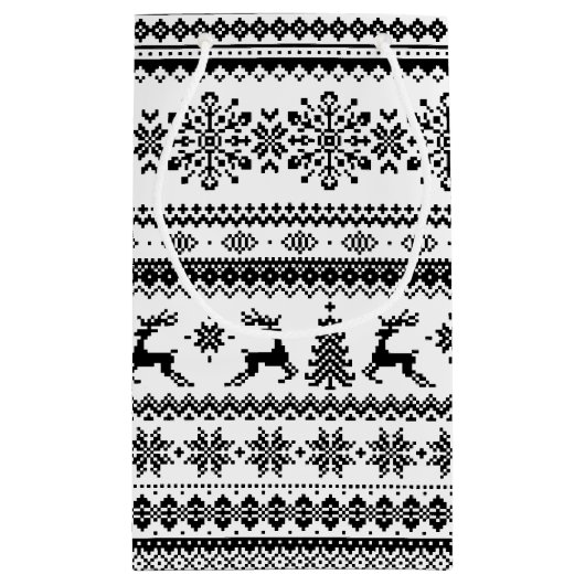 Kerstaveter monogram zwarte toneelpatroon klein cadeauzakje (Achterkant)