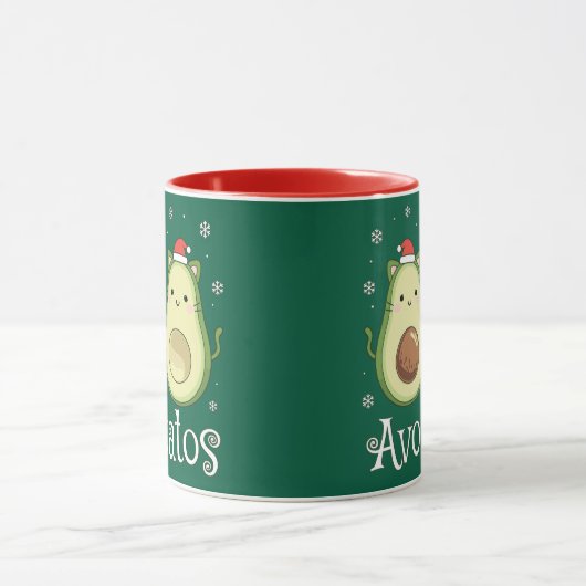 Kerstavocado's Kawaii Cat & Avocado Mok (Midden)