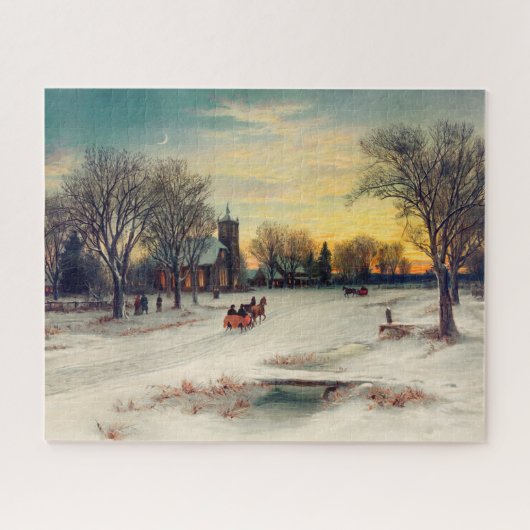 Kerstavond 1885 W C Bauer slee-rit naar de kerk Legpuzzel (Horizontaal)