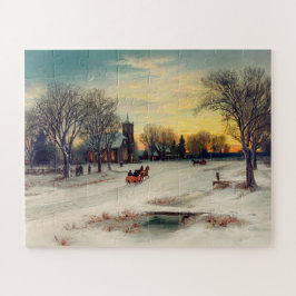 Kerstavond 1885 W C Bauer slee-rit naar de kerk Legpuzzel