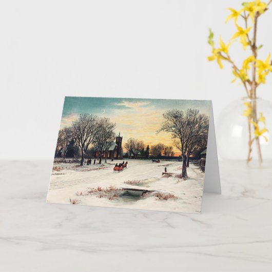 Kerstavond, 1889, vintage schilderij, kaart (Gele Bloem)