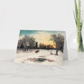 Kerstavond, 1889, vintage schilderij, kaart (Voorkant)