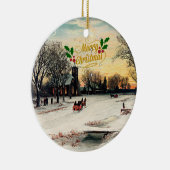 Kerstavond, 1889, Vrolijk kerstfeest! Keramisch Ornament (Rechts)