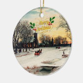 Kerstavond, 1889, Vrolijk kerstfeest! Keramisch Ornament (Links)