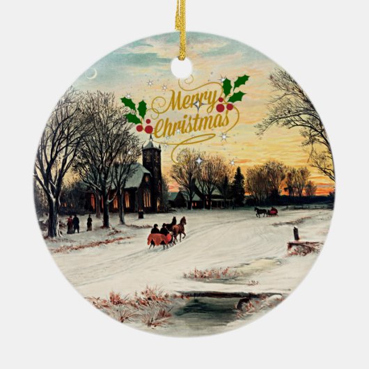 Kerstavond, 1889, Vrolijk kerstfeest! Keramisch Ornament (Achterkant)