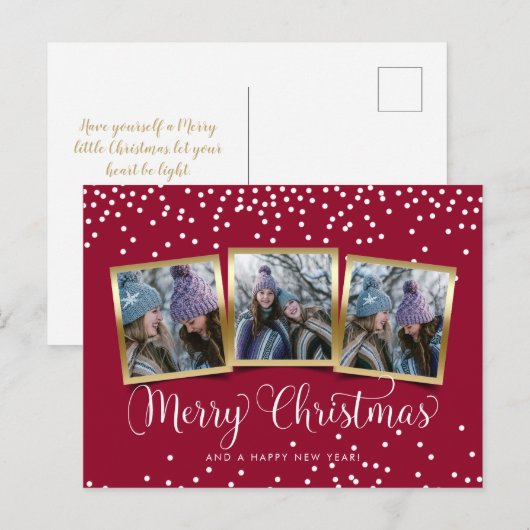 Kerstavond 3 Foto's Collage Briefkaart (Voorkant / Achterkant)