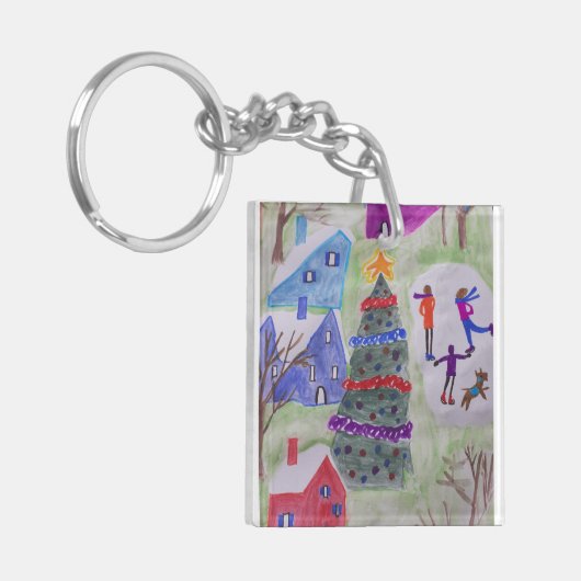 Kerstavond Acrylic Key Ring Sleutelhanger (Voorkant Links)