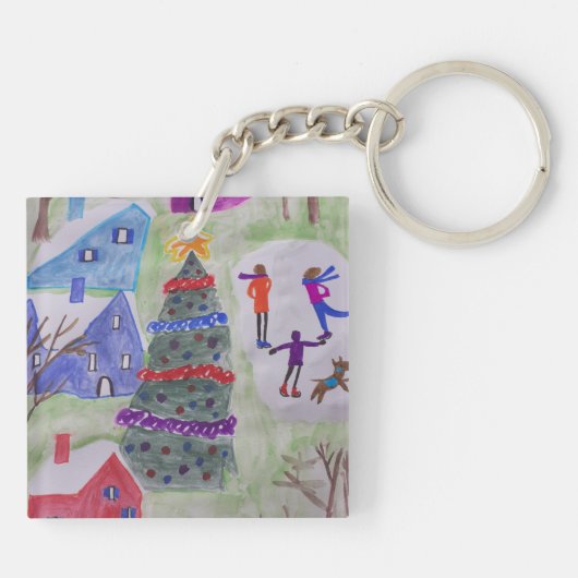 Kerstavond Acrylic Key Ring Sleutelhanger (Achterkant)