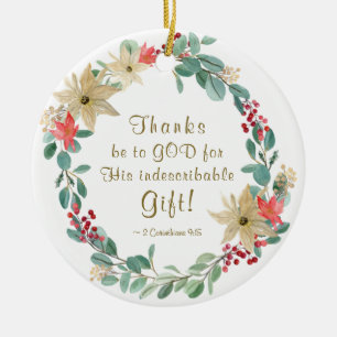 Kerstavond Bedankt voor God Bijbelse Verse Keramisch Ornament