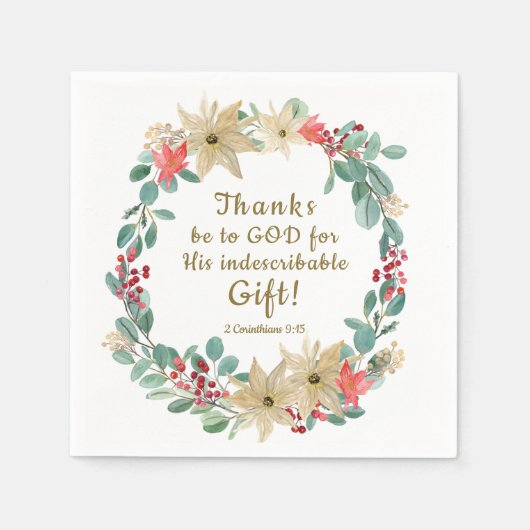 Kerstavond Bedankt voor God Bijbelse Verse Servet (Voorkant)