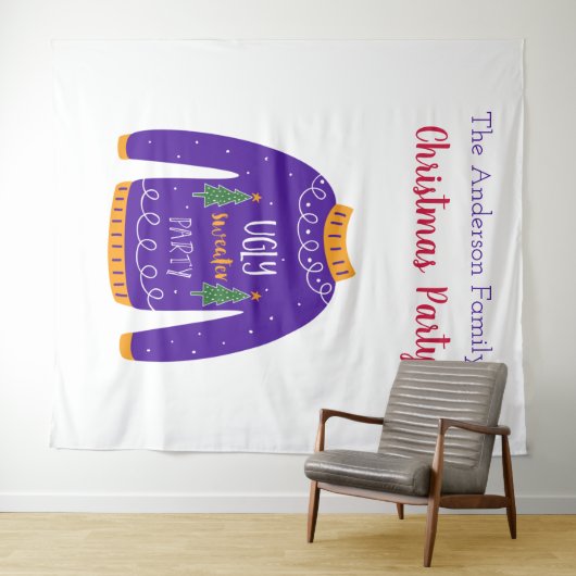 Kerstavond blauw wit wandkleed (In Situ (horizontaal))