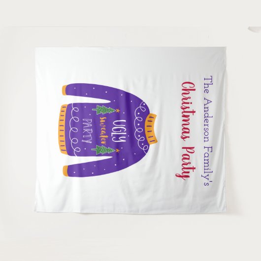 Kerstavond blauw wit wandkleed (Voorkant (horizontaal))