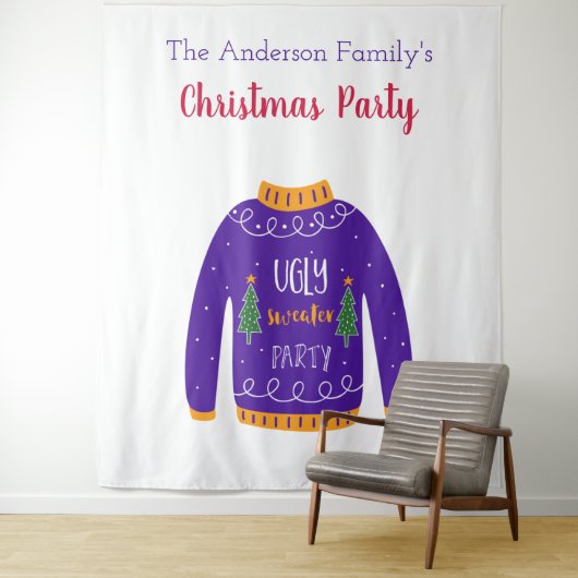 Kerstavond blauw wit wandkleed (In situ)