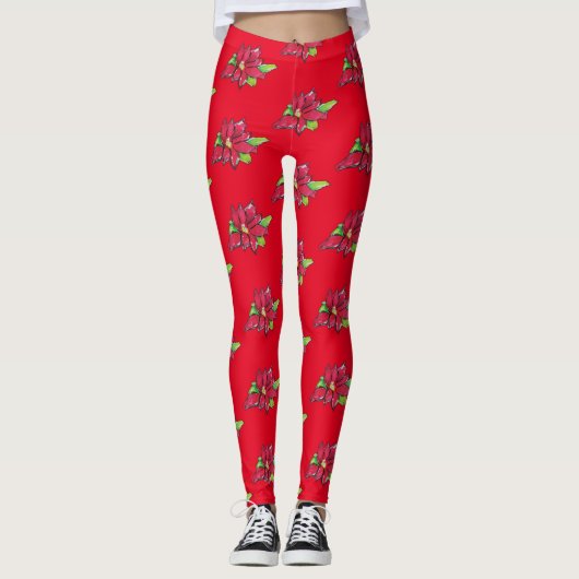 Kerstavond Bloem Leggings (Voorkant)