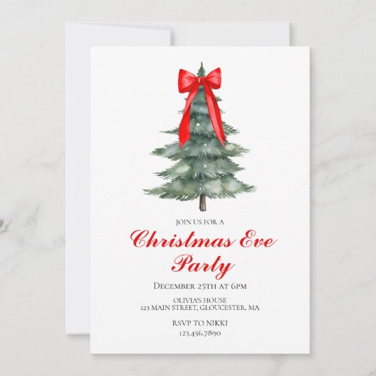 Kerstavond boomfeest kaart (Voorkant)