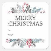 Kerstavond Botanische Greenery naar en van Vierkante Sticker (Voorkant)