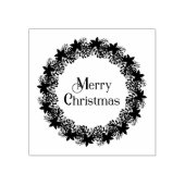 Kerstavond Botanische Holly & Poinsettias Rubberstempel (Afrduk)