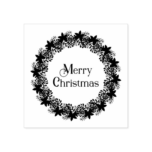 Kerstavond Botanische Holly & Poinsettias Rubberstempel (Afrduk)