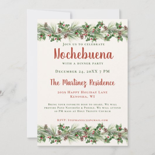 Kerstavond Botanische Mexicaanse Nochebuena Kaart (Voorkant)