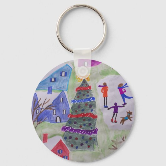 Kerstavond Button Key Ring Sleutelhanger (Voorkant)
