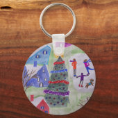 Kerstavond Button Key Ring Sleutelhanger (Voorkant)