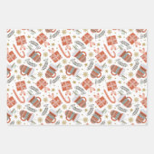 Kerstavond, cacao, bomen en cadeautjes inpakpapier vel (Voorkant)