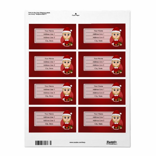 Kerstavond cartoon etiket (Full Sheet)