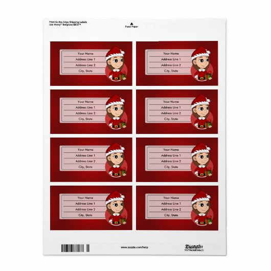 Kerstavond cartoon etiket (Full Sheet)