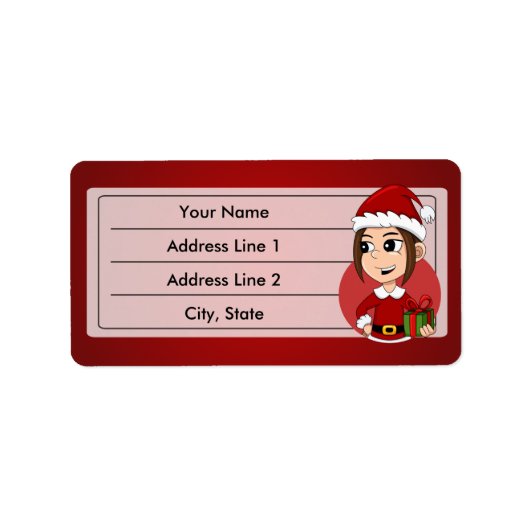 Kerstavond cartoon etiket (Voorkant)