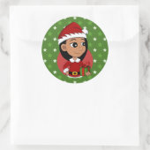 Kerstavond cartoon klassieke ronde sticker (Tas)