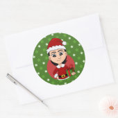 Kerstavond cartoon klassieke ronde sticker (Envelop)