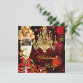 Kerstavond Champagne Red Gold Balls Kaart (Staand voorkant)