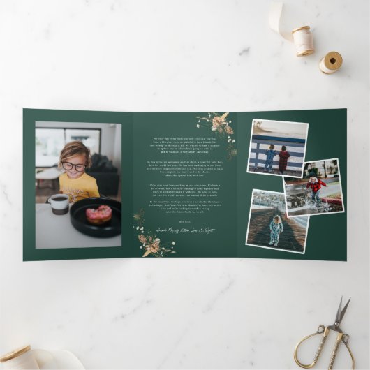 Kerstavond Citrus Botanical Florals | 7 Foto Drieluik Uitnodiging (Binnen)