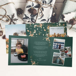 Kerstavond Citrus Botanical Florals   7 Foto Drieluik Uitnodiging