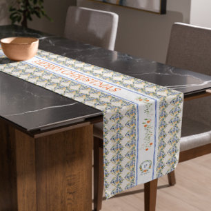 Kerstavond Citrus Botanical Florals   Monogram Korte Tafelloper