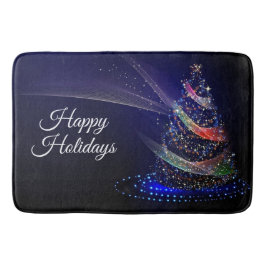 Kerstavond Colorful Tree Navy Blue Rustic Badmat