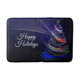 Kerstavond Colorful Tree Navy Blue Rustic Badmat