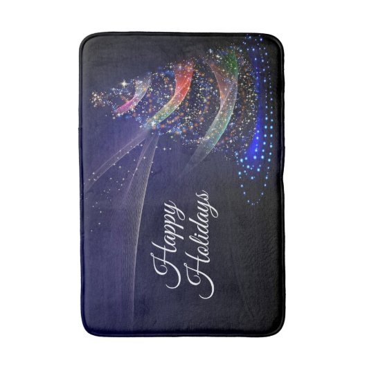 Kerstavond Colorful Tree Navy Blue Rustic Badmat (Voorkant Verticaal)