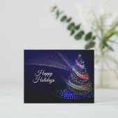 Kerstavond Colorful Tree Navy Blue Rustic Briefkaart (Staand voorkant)