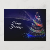 Kerstavond Colorful Tree Navy Blue Rustic Briefkaart (Voorkant)