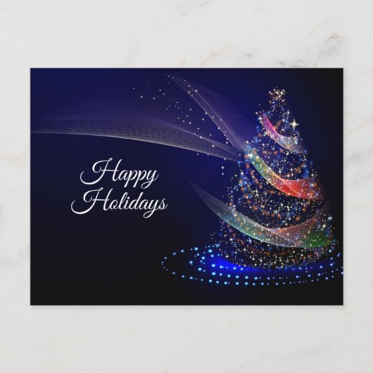 Kerstavond Colorful Tree Navy Blue Rustic Briefkaart (Voorkant)