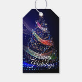 Kerstavond Colorful Tree Navy Blue Rustic Cadeaulabel (Voorkant)