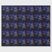 Kerstavond Colorful Tree Navy Blue Rustic Cadeaupapier (Vlak)