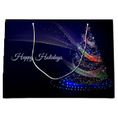 Kerstavond Colorful Tree Navy Blue Rustic Groot Cadeauzakje (Voorkant)