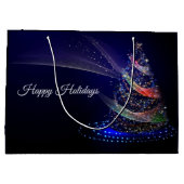 Kerstavond Colorful Tree Navy Blue Rustic Groot Cadeauzakje (Achterkant)