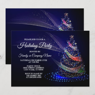 Kerstavond Colorful Tree Navy Blue Rustic Kaart
