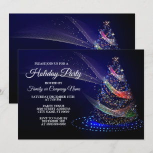 Kerstavond Colorful Tree Navy Blue Rustic Kaart