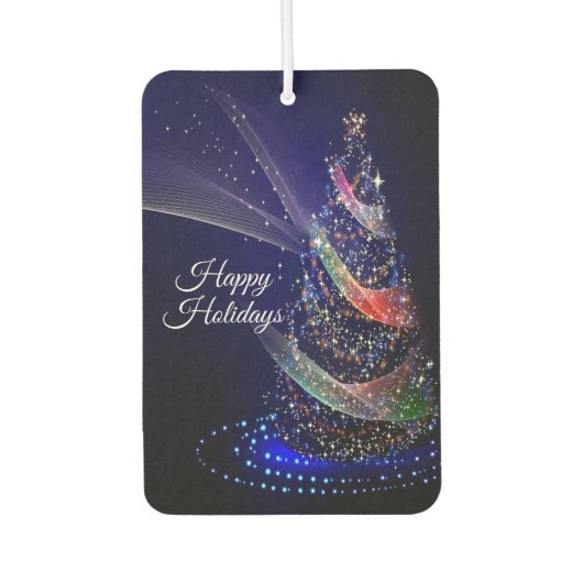 Kerstavond Colorful Tree Navy Blue Rustic Luchtverfrisser (Voorkant)