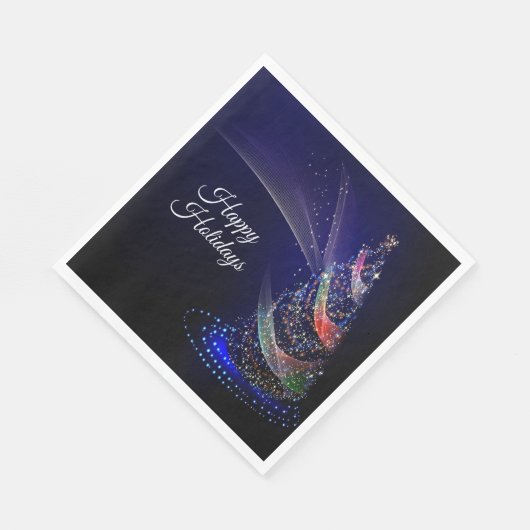 Kerstavond Colorful Tree Navy Blue Rustic Servet (Hoek)