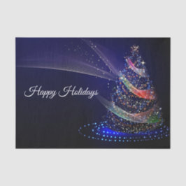 Kerstavond Colorful Tree Navy Blue Rustic Tissuepapier